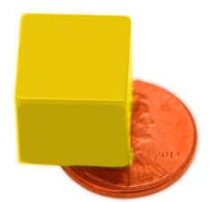 1/2" x 1/2" x 1/2" Cubes - Plastic Coated - Yellow - Neodymium Magnet